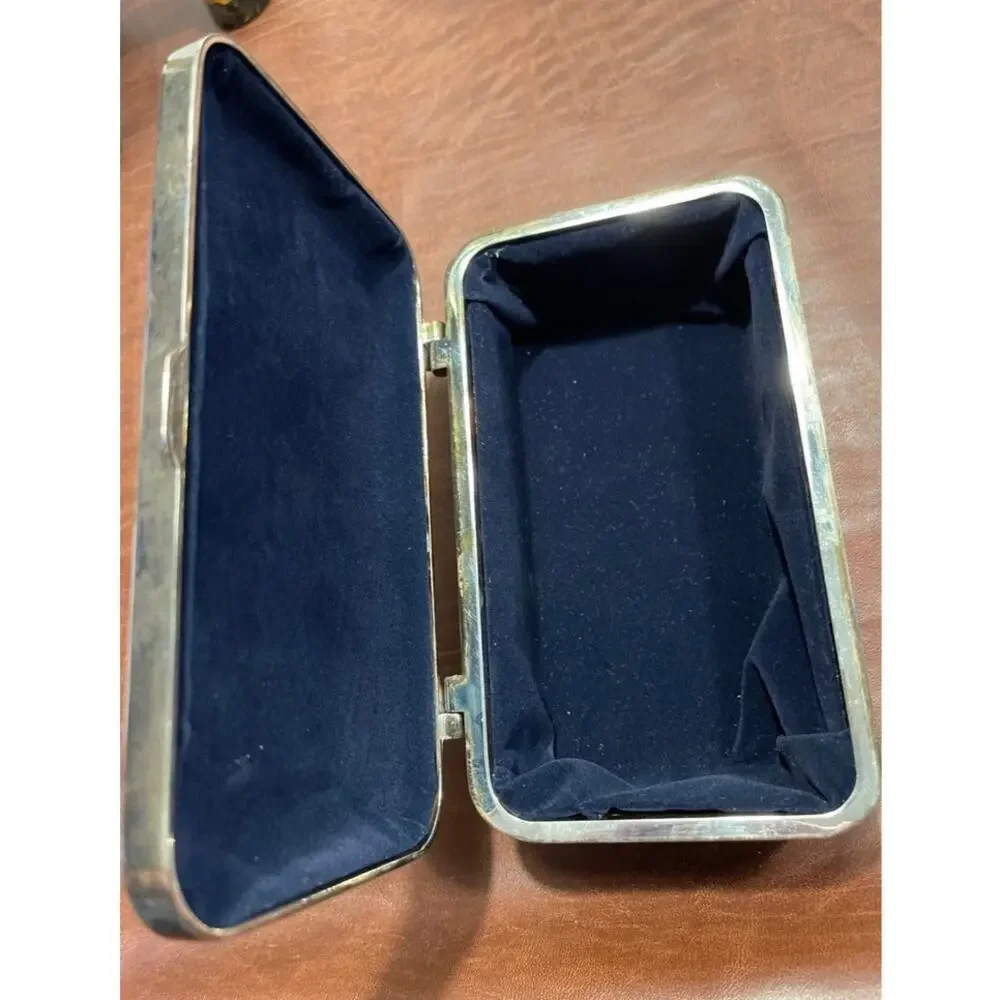 Vintage silver plated jewelry box engraved Hollywood Regency style